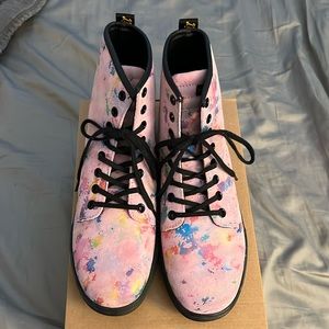 Dr. Martens Pink and Multicolor Combat Boots
